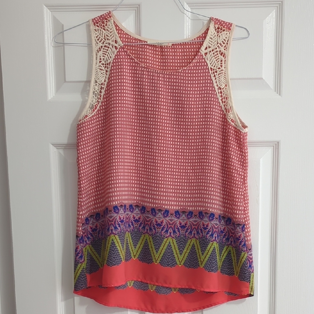 Colorful Sleeveless Top with Lace Details